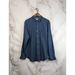 The Territory Ahead Shirt Mens Large Blue Striped Button Up Lightweight Long Vtg